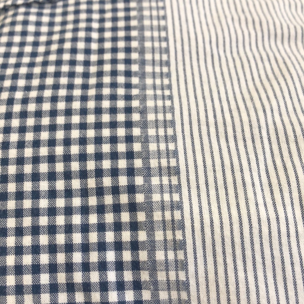 J Crew Gingham I Stripe Button Down Pullover Sz 8 - image 4